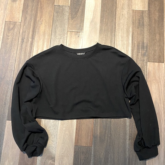 Oversized ribbed black sweatshirt - Picture 1 of 2
